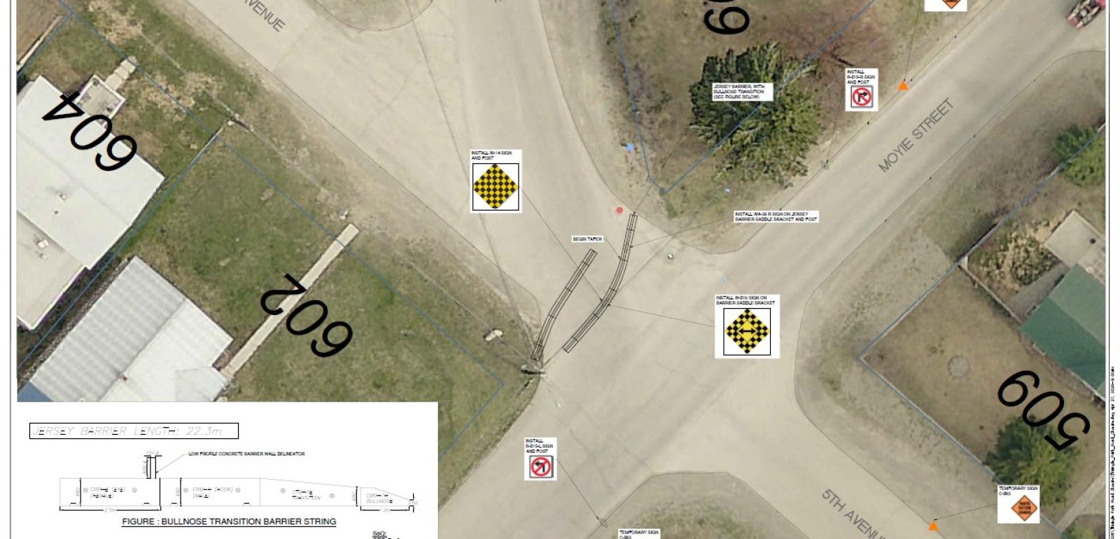 Map of road closure at 5th Ave