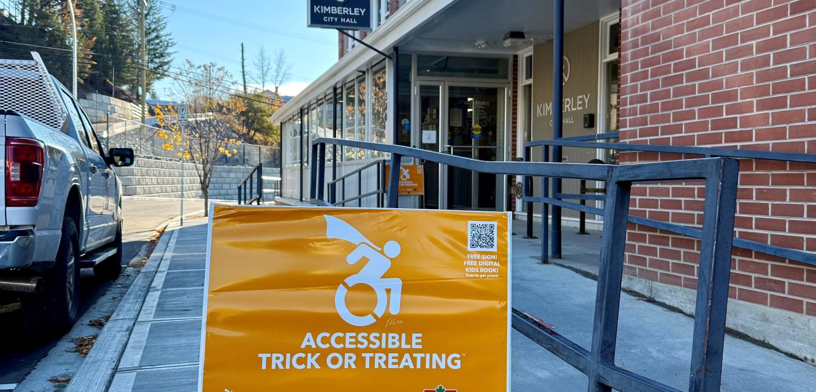 Outside City Hall Treat Accessibility Sign