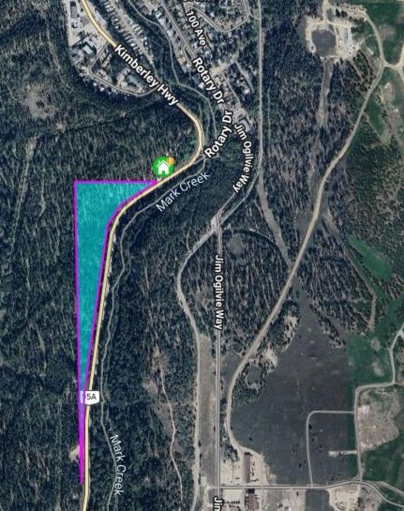 Map of slash pile burn area on highway 95A betweenKimbrook Cres and Forest Crowne